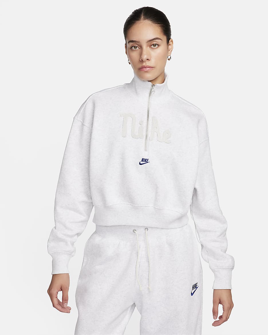 Nike Sportswear Women s Oversized 1 2 Zip Crop Fleece Sweatshirt. Nike